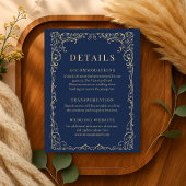 Navy Blue Gold Minimalist Wedding Details Einladung