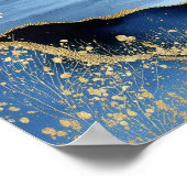 Navy Blue Gold Modern Abstract Landscape Wall Art Poster (Ecke)