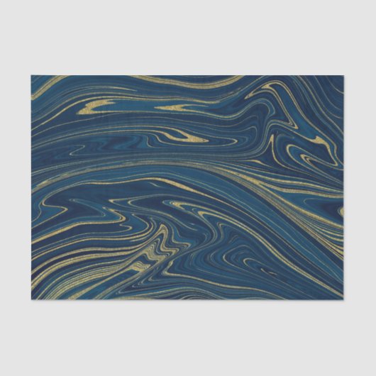 Navy Blue & Gold Moderne Glam Marmor Elegant Seidenpapier (Vorderseite)