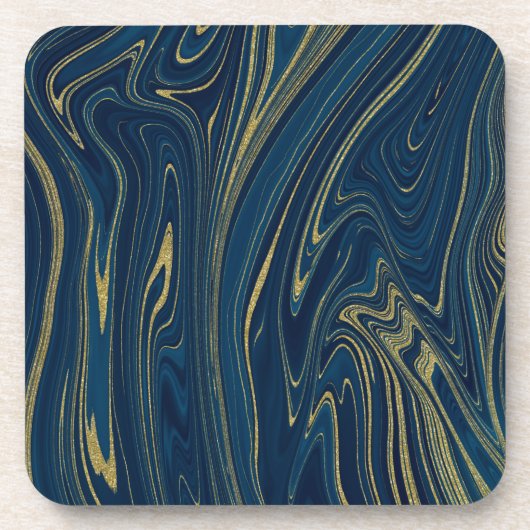 Navy Blue & Gold Moderne Glam Marmormor Chic Look Getränkeuntersetzer (Vorderseite)