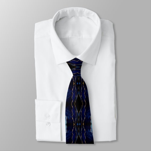 Navy Blue Gold Moderne Neck Tie Krawatte (Gebunden)