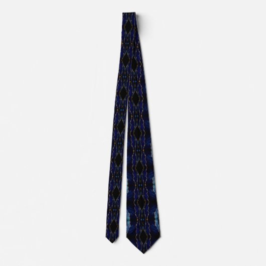 Navy Blue Gold Moderne Neck Tie Krawatte (Rückseite)