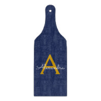 Navy Blue Gold Moderne Script Girl Monogram Name