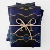 Navy Blue Gold Monogram, Ihre Wrapping Paper Sheet Geschenkpapier Set (Beispiel)