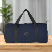Navy Blue Gold Monogram l Minimal Clean Sport Gym Duffle Bag