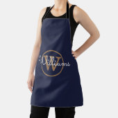 Navy Blue Gold Monogram Script Name Schürze (InSitu)