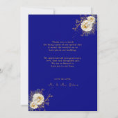 Navy Blue Gold Monogram Wedding Dankeschön Card (Rückseite)