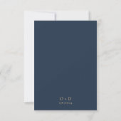Navy Blue Gold Monogram Wedding RSVP  (Rückseite)