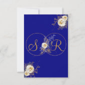 Navy Blue Gold Monogram Wedding RSVP Card Karte (Rückseite)