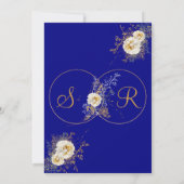 Navy Blue Gold Monogram Wedding Save the Date (Rückseite)