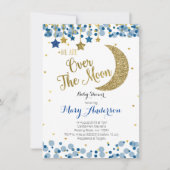 Navy Blue Gold Moon Baby Shower Einladung (Vorderseite)