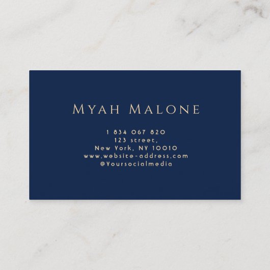 Navy Blue & Gold Moon Phase Yoga Spiritueller Coac Visitenkarte (Rückseite)