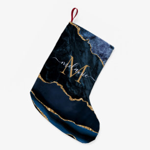 Navy Blue Gold Name Letter Weihnachten Strumpf Kleiner Weihnachtsstrumpf