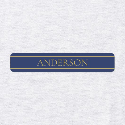 Navy Blue & Gold Name Nachname oder Business Iron  Etiketten (Design 2)