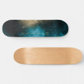 Navy Blue Gold Nebula Monogram Skateboard (Horizontal)
