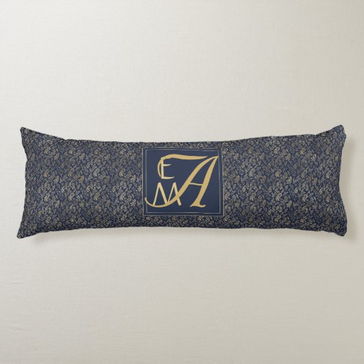 Navy Blue Gold Newly Weds Wedding Monogram Decor Seitenschläferkissen (Vorderseite)