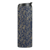 Navy Blue Gold Newly Weds Wedding Monogram Decor Thermosbecher (Nach links gedreht)