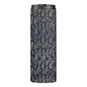 Navy Blue Gold Newly Weds Wedding Monogram Decor Thermosbecher (Rückseite)