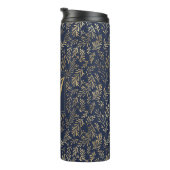 Navy Blue Gold Newly Weds Wedding Monogram Decor Thermosbecher (Nach rechts gedreht)