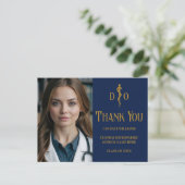 Navy Blue Gold Osteopathic Doctor Foto Vielen Dank Postkarte (Stehend Vorderseite)
