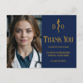 Navy Blue Gold Osteopathic Doctor Foto Vielen Dank Postkarte (Vorderseite)