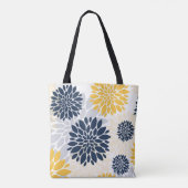 Navy Blue Gold Oversified Floral Monogram Tasche (Rückseite)