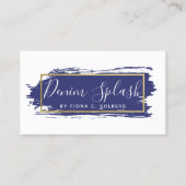 Navy Blue & Gold Paint Stroke Client Termin Visitenkarte (Vorderseite)