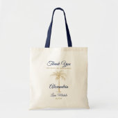 Navy Blue Gold Palm Tree Bridesmaid Vielen Dank Tragetasche (Vorne)