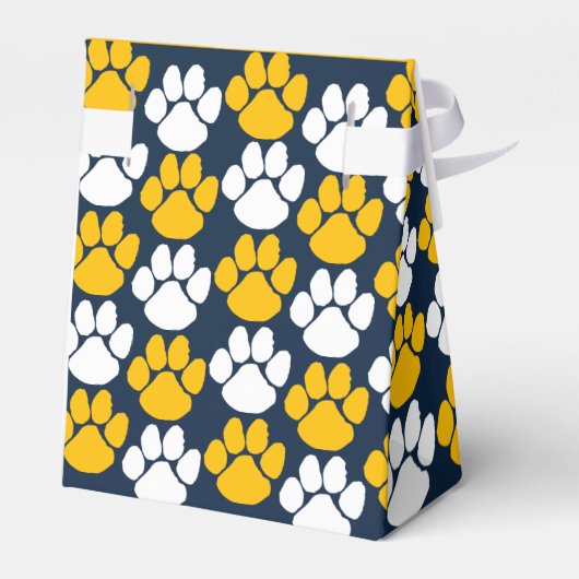 Navy Blue & Gold-Pawprint-Geschenk Geschenkschachtel (Rückseite)