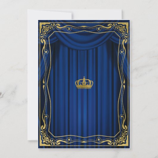 Navy Blue Gold Prince Ethnic Baby Dusche einladen Einladung (Rückseite)