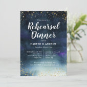 Navy Blue Gold Probe Dinner Einladung (Stehend Vorderseite)