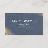 Navy Blue Gold QR Code Digital Wedding RSVP Card Begleitkarte (Rückseite)