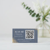 Navy Blue Gold QR Code Digital Wedding RSVP Card Begleitkarte (Stehend Vorderseite)
