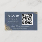 Navy Blue Gold QR Code Digital Wedding RSVP Card Begleitkarte (Vorderseite)