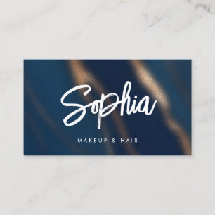 Navy Blue Gold QR Code Schönheit Eleganter Luxus Visitenkarte