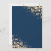 Navy Blue & Gold Rahmen mit Bokeh Lights Einladung (Rückseite)