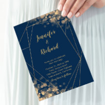 Navy Blue & Gold Rahmen mit Bokeh Lights