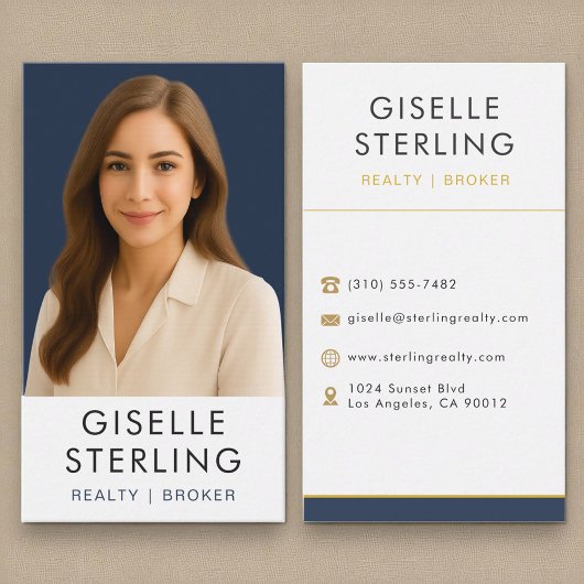 Navy Blue Gold Real Anwesen Broker Beruflich Visitenkarte