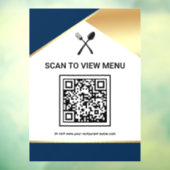 Navy Blue Gold Restaurant Digitaler QR-Code-Menü Fensteraufkleber (Blatt 3)