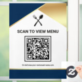 Navy Blue Gold Restaurant Digitaler QR-Code-Menü Fensteraufkleber (Zuhause)