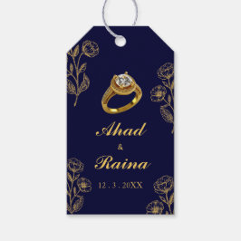 Navy Blue Gold Ring Verlobung Vielen Dank Geschenkanhänger