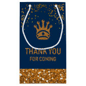 Navy Blue Gold Royal Prince Crown Vielen Dank Kleine Geschenktüte (Rückseite)