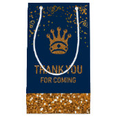 Navy Blue Gold Royal Prince Crown Vielen Dank Kleine Geschenktüte (Vorderseite)