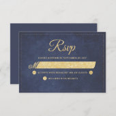 Navy Blue Gold Rustic Chic Wedding RSVP (Vorne/Hinten)