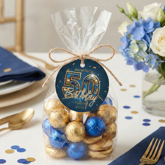 Navy Blue Gold Sapphire Gemstone 50th Birthday Geschenkanhänger