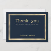 Navy Blue Gold Schreibmaschine Schriftart rustikal Einladung (Vorderseite)