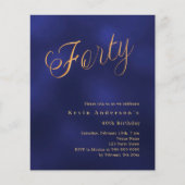 Navy Blue Gold Script 40. Geburtstagseinladung (Vorderseite)