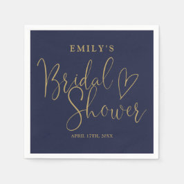 Navy Blue-Gold-Script-Brautparty Serviette