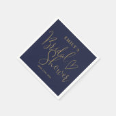 Navy Blue-Gold-Script-Brautparty Serviette (Ecke)