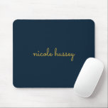 Navy Blue Gold Script  | Stylish Monogram Modern Mousepad<br><div class="desc">A simple stylish custom monogram design in an casual handwritten in striking monochrome Navy. The monogram can easily be personalized to make a design as unique as you are! The perfect trendy gift or accessory for any occasion.</div>